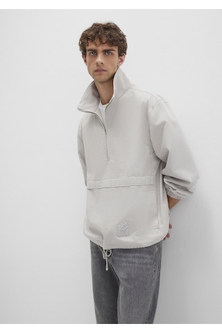 Mavi - Yarı Fermuarlı Kanguru Cepli Gri Sweatshirt 0211684-70074 Gri