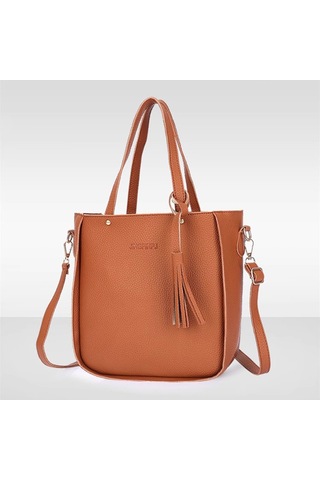 Parçalı Çanta Seti Kadın Pu Deri Omuz Çantası Dört Parça Siyah Diğer