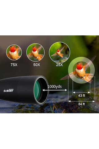 Svbony Sv28 75x Zoom Teleskop Monoküler Su Geçirmez Dürbün Çanta + Tripod Ve Telefon Tutucu Hed