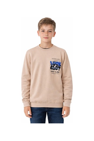 Baglan Erkek Çocuk Önü Arkası Baskılı Sweatshirt Bgl-st05237 Taş