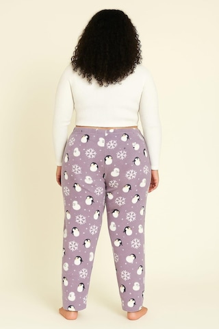 Kadın 401 Büyük Beden Cepli Polar Tek Alt Lila Mor