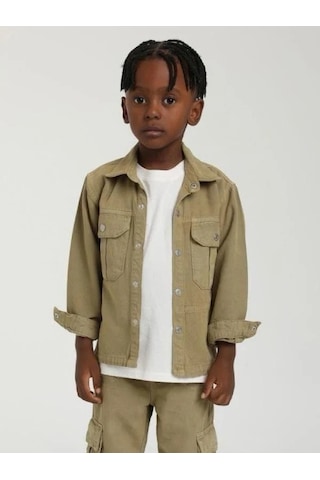 Erkek Çocuk Cepli Gömlek Ceket-15629 Yeşil