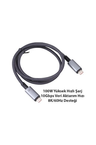 Ally Usb 3.2 100w Type-c To Type-c 8k Görüntü-data Ve Ultra Hızlı Şarj Kablosu 1 Metre- 5775