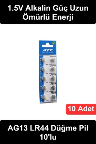 Düğmepil Ag13 Lr44 A76 1.5v Alkalin Saat Pili 10'lu Kart Paket Hesap Makinesi Oyuncak Küçük Elektro