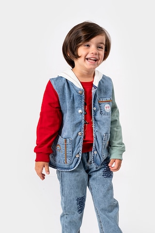 Overdo Kids Erkek Çocuk Renkli Kapüşonlu Kot Ceket Mavi