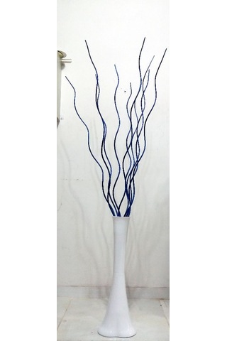 Uzun 10 Adet 160 Cm Mavi Dallı 60 Cm Uzun Derin Beyaz Cam Vazo
