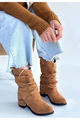 Biçomi Canty Taba Süet Körüklü Topuklu Çizme Çok Renkli