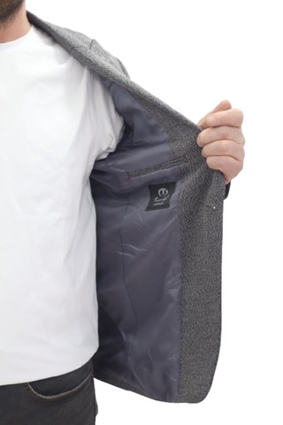Twenhil Dmctekstil Erkek Ckt-203 Desenli İtalyan Kesim Dar Kalıp Tek Düğme Blazer Ceket Füme