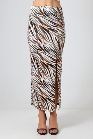 Gugus Kadın Derin Yırtmaçlı Dijital Baskılı Etek Maxi Boy 92 Cm Renkli Zebra