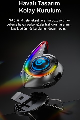 Y21 Bluetooth Motosiklet Kask Kulaklığı Led Işıklı İntercom