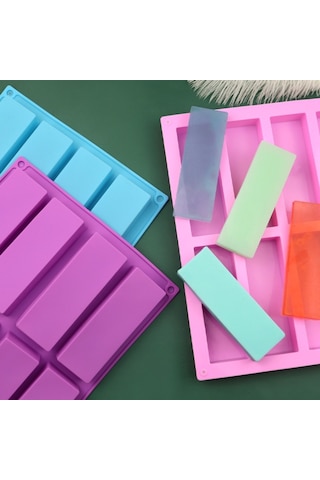 8 Izgara Dikdörtgen Silikon El Yapımı Sabun Kalıbı Diy Aromaterapi Kalıbı Purple Diğer