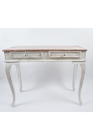 Masifart 100 Cm Seme Beyaz Eskitme Dresuar Çekmeceli Makyaj Masas Beyaz