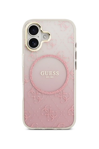 Apple Uyumlu iPhone 17 Kılıf Guess Lisanslı M-safe Özellikli 4g Desenli Simli Silikon Kapak Pembe Pembe