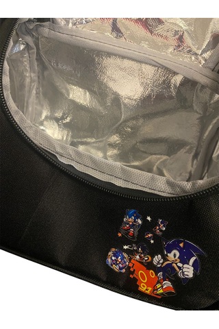 Sonic Desenli Siyah 3 Lü Erkek Çocuk İlkokul Okul Çantası + Termal Beslenme Çantası + Kalemlik