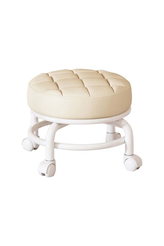 Konesam Ev İçin Dönen Tekerlekli Alacalı Tabure, Sessiz Kayma, Multifonksiyonel Kuruşluk & Giyim İçin Yumuşak Yastık Bej Bej Rengi