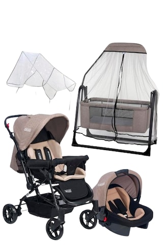 Tommy Baby Luna 4'lü Set Puset Beşik Yağmurluk ve Bebek Arabası