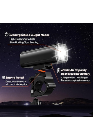 Gece Sürme İçin Bisiklet Işıkları, Alüminyum 10000 Lümen Şarj Edilebilir 6000mah Acid Yeşili