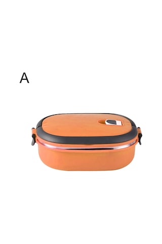 Oraway 1/2/3 Katman Dikdörtgen Paslanmaz Çelik Termal Öğle Yemeği Kutusu Gıda Saklama Kabı - Tek Katmanlı Turuncu Diğer