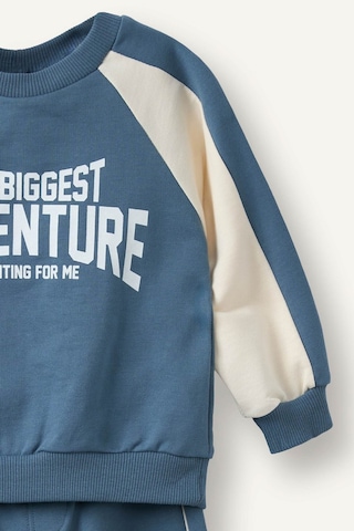 Defacto %100 Pamuk Baskılı Sweatshirt Üst Elastik Bel Alt 2li Takım Erkek Bebek I0274a526aube739 Mavi-be739