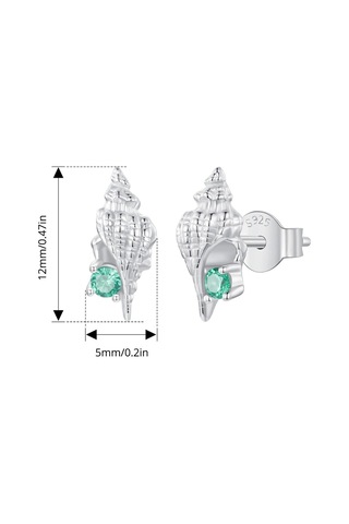 Bamoer 925 Ayar Gümüş Kabuklu Saplama Küpe Kakma Yeşil Zirkonya Hipoalerjenik Küpe Kadınlar İçin Okyanus Serisi Takı
