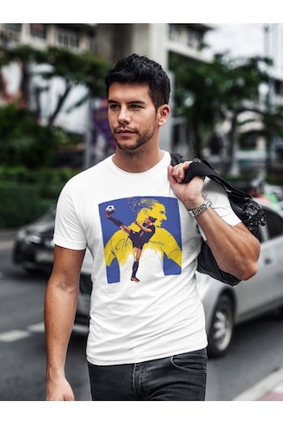 Noıssey Mavi Zlatan Ibrahimoviç Efsane Futbollcu Tasarımı Baskılı T-shirt Pnrmtshrt02742 Beyaz