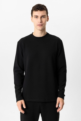Backandbond Siyah Regular Fit Baskılı Bisiklet Yaka Sweatshirt
