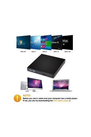 Kangvka Usb 2.0 Dışarıdaki Cd-rw Sürücü - Driyevesiz Dvd/cd Okuyucu Oynatıcı, Siyah, Taşınabilir Bilgisayar Ve Masaüstü İçin