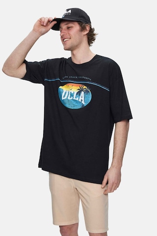 Ucla Aıre Siyah Bisiklet Yaka Baskılı Oversize Erkek Tshirt Siyah