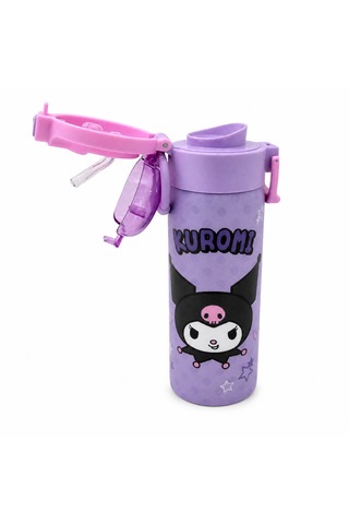Kuromi Çift Fonksiyon Kapaklı Çelik Matara 600ml .