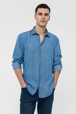 Backandbond Mavi Regular Fit Uzun Kollu Denim Gömlek