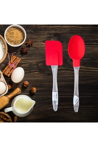 Vıalex Kırmızı Silikon 2 Parça Spatula Kaşık Seti Genel