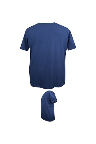 Battal Boy % 100 Pamuk 115 Kilo-150 Kilo Arası İçin Uygun Bedenli Bisiklet Yaka Düz Tişört İndigo İndigo