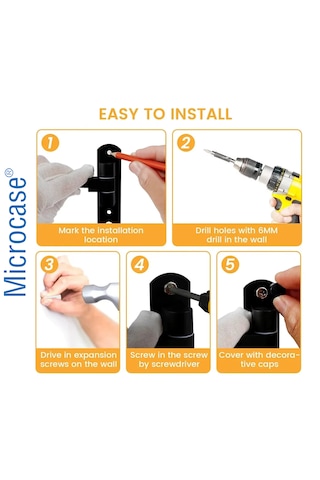 Microcase Motorcular İçin Duvara Monte Metal Elbise Ve Kask Askılığı Al5711 Siyah