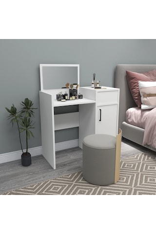 Arnetti Sedef Aynalı Makyaj Masası Beyaz