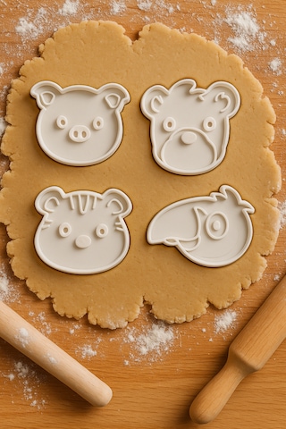 Hayvan Figürlü Kurabiye Kalıbı Seti - Sevimli Hayvan Temalı Kurabiye Ve Fondan Kalıpları Beyaz