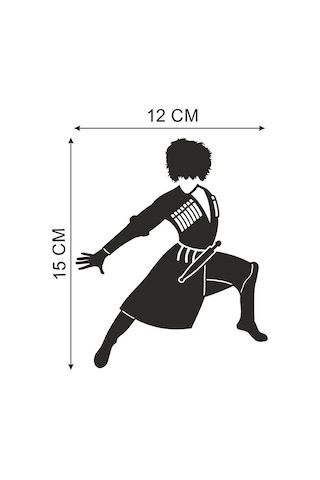 Kafkas Çerkes Dansçı Folyo Kesim Etiket Siyah-sağ 15 Cm