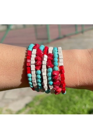 Bbaccessorıes Bb Boncuklu Bileklik Mavi - Kırmızı