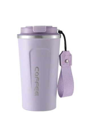 Mor Mühür Kapaklı Seyahat Kahve Kupa Dökülmeye Dayanıklı Yalıtımlı Çevre Dostu Kolay Tek Elle İçme Paslanmaz