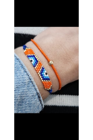 Harmel Jewelry Miyuki Turuncu Nazar İkili Bileklik