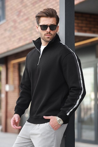 Madmext Siyah Fermuarlı Yarım Balıkçı Yaka Erkek Sweatshirt E7164 Siyah