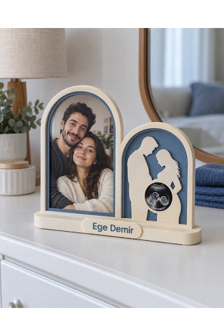 Sehmira İlk Heyecan Kişiye Özel Aile Ve Bebek Fotoğraf Çerçevesi Mavi