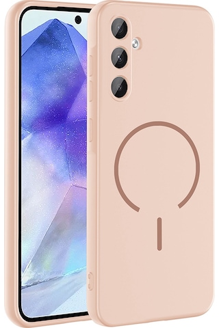 Galaxy Uyumlu A55 Kılıf M-safe Şarj Özellikli Zore Meta Kapak - Pembe Pembe