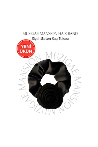 Gül Detaylı Siyah Saten Saç Tokası Muzıgae Mansıon Hair Band 89487628