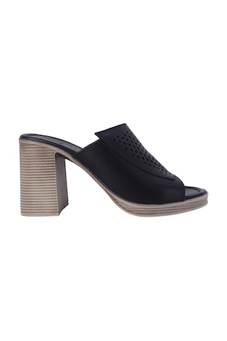 Albishoes Albini 26y1101026 Hakiki Deri Topuklu Kadın Terlik Siyah