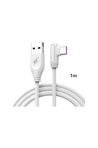 Enkay Hat-prince Enk-cb109 5a Usb To Usb-c / Type-c 90 Derece Dirsek Silikon Veri Senkronizasyon Hızlı Şarj Kablosu, Kablolu Uzunluk: 1m Beyaz