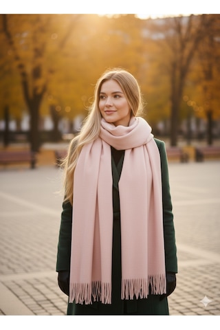 Kervan Pazar Kadın Kışlık Atkı Omuz Şal Pembe