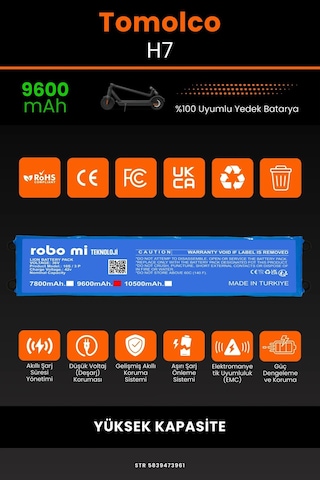 Tomolco H7 / 36v 9600mAh Elektrikli Scooter Bataryası