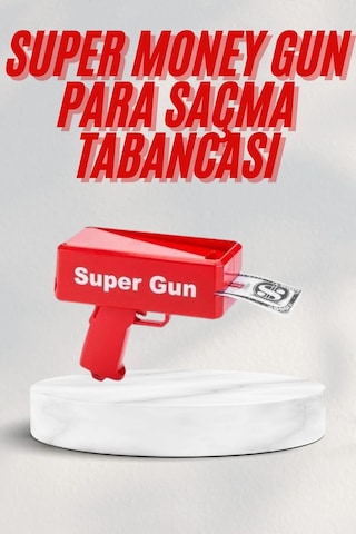 Kırmızı Parti Oyuncağı Para Saçma Fırlatma Tabancası Makinesi Super Money "