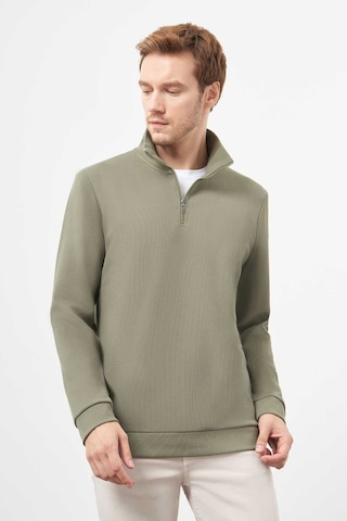 Morven Erkek Haki Fermuarlı Bato Yaka Sweat-shirt 25ks063001710 Haki Haki