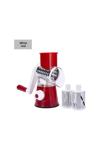 Monyee Ev Kullanıma El Çarklı Çok Fonksiyonlu Mutfak Dilimleyici - Sebze Işleme, Patates Dilimleme, Peynir Parçalama Kırmızı Kırmızı